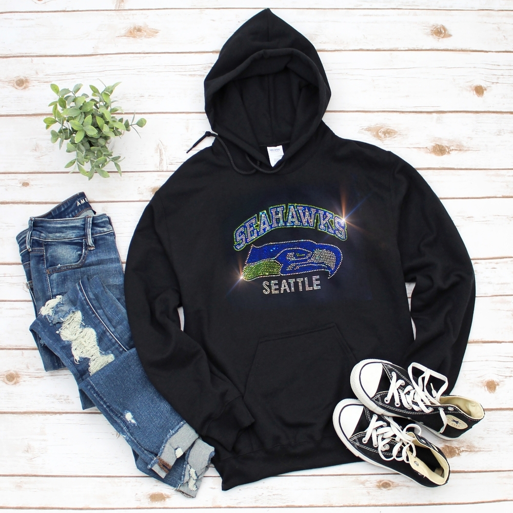 New Seattle Seahawks Rhinestone Hoodie Sizes S the XL